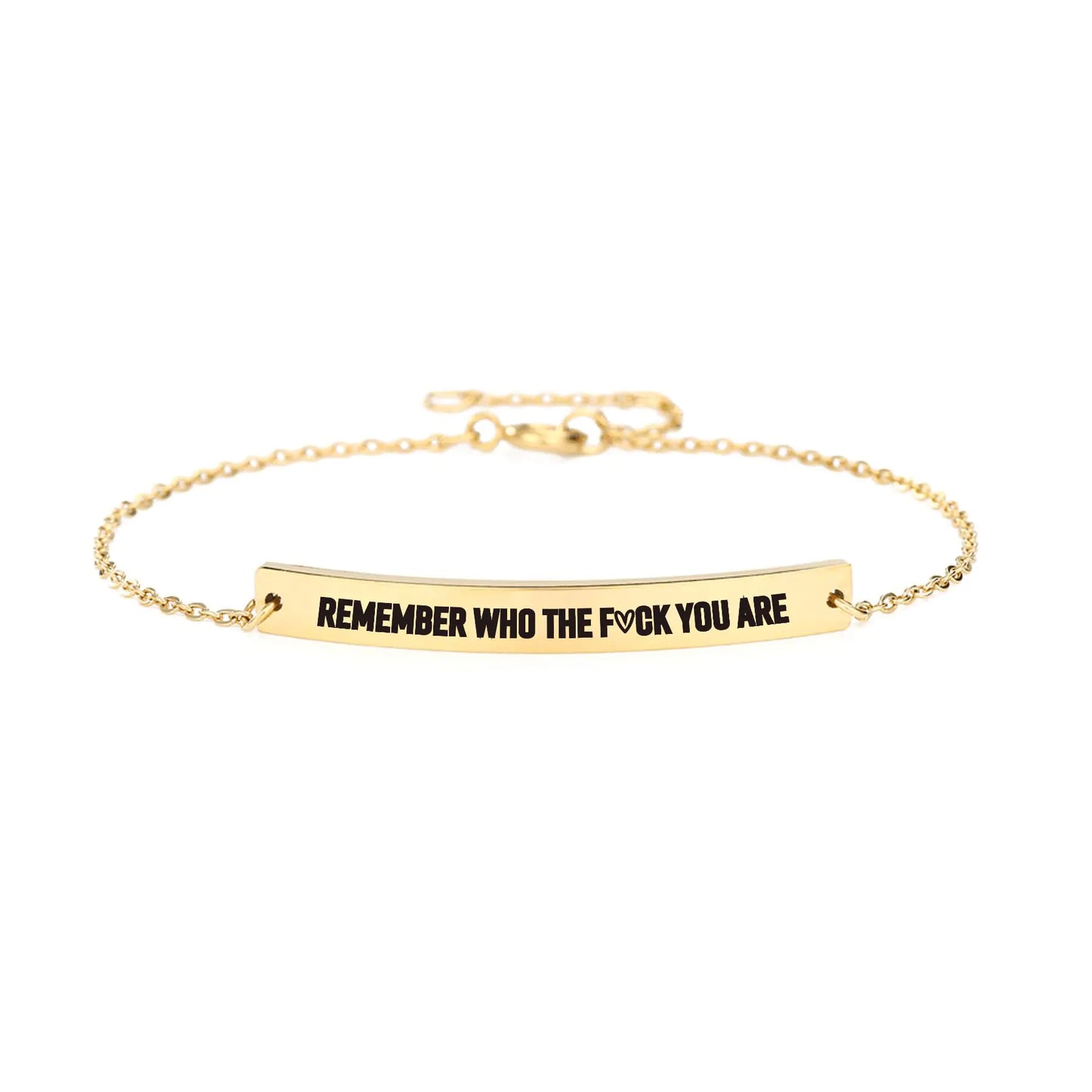 Remember Who The F You Are Bracelet - Remember Who You Are Bracelet Motivational Bracelet Stainless Steel Engraved Bracelet Inspirational Bracelet Jewelry Gifts for Women Friend (Remember Bracelet 2)