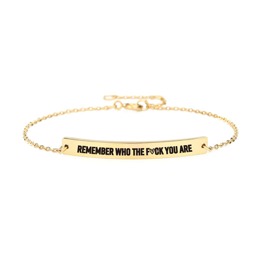 Remember Who The F You Are Bracelet - Remember Who You Are Bracelet Motivational Bracelet Stainless Steel Engraved Bracelet Inspirational Bracelet Jewelry Gifts for Women Friend (Remember Bracelet 2)