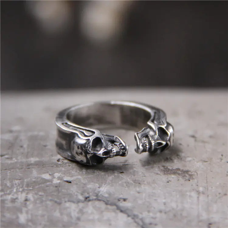 925 Carved Thai Silver Skull Ring