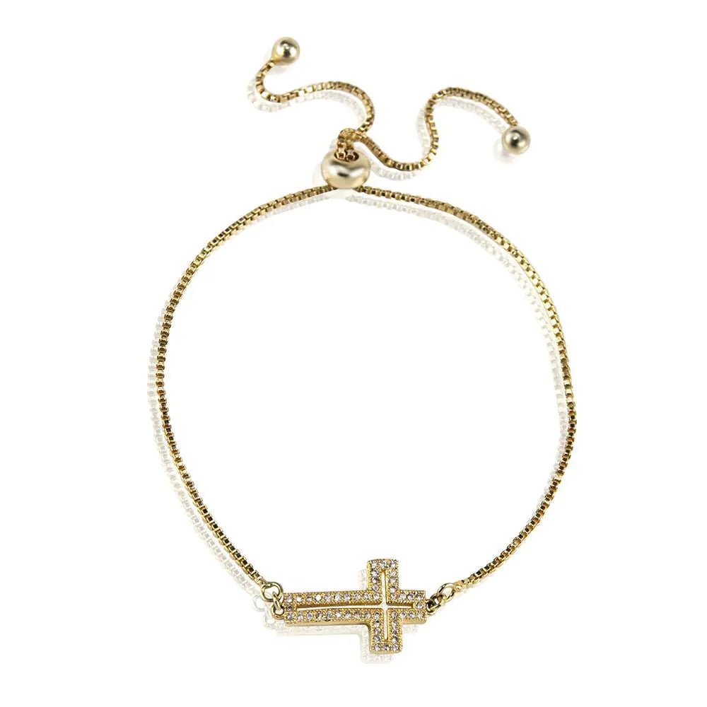 Gold CZ Cross Bangle