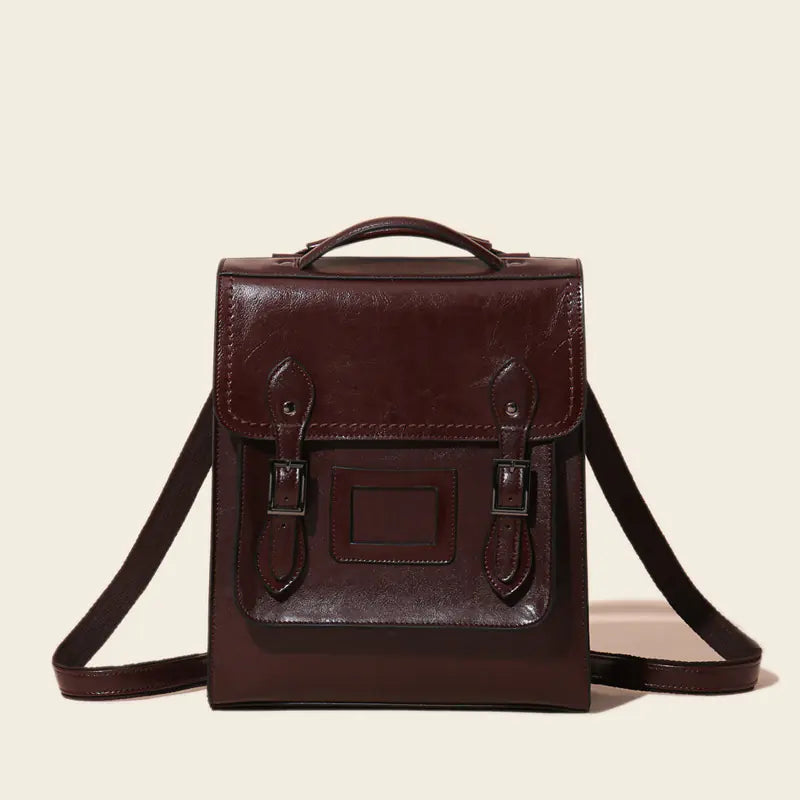 Chic Leather Clamshell Bag in Oil Wax Finish