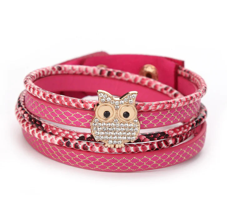 Owl Bracelet, Multicolor Snap Bracelet