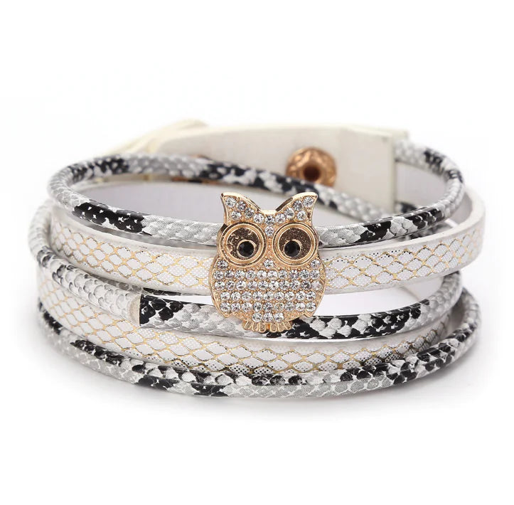 Owl Bracelet, Multicolor Snap Bracelet