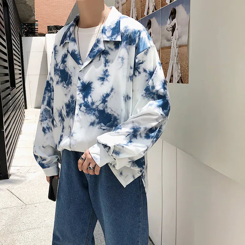 Korean Vintage Tie-Dye Loose Long Sleeve Shirt