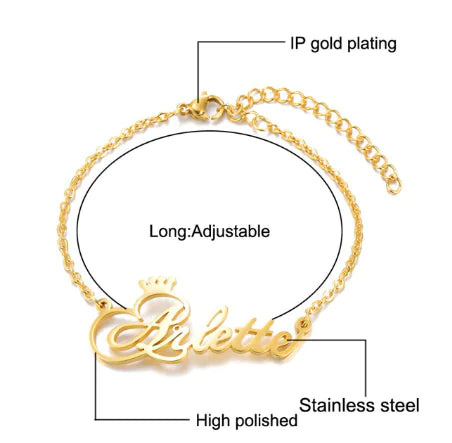 Stainless Steel Letter Bracelet, Handmade Charm Bracelet