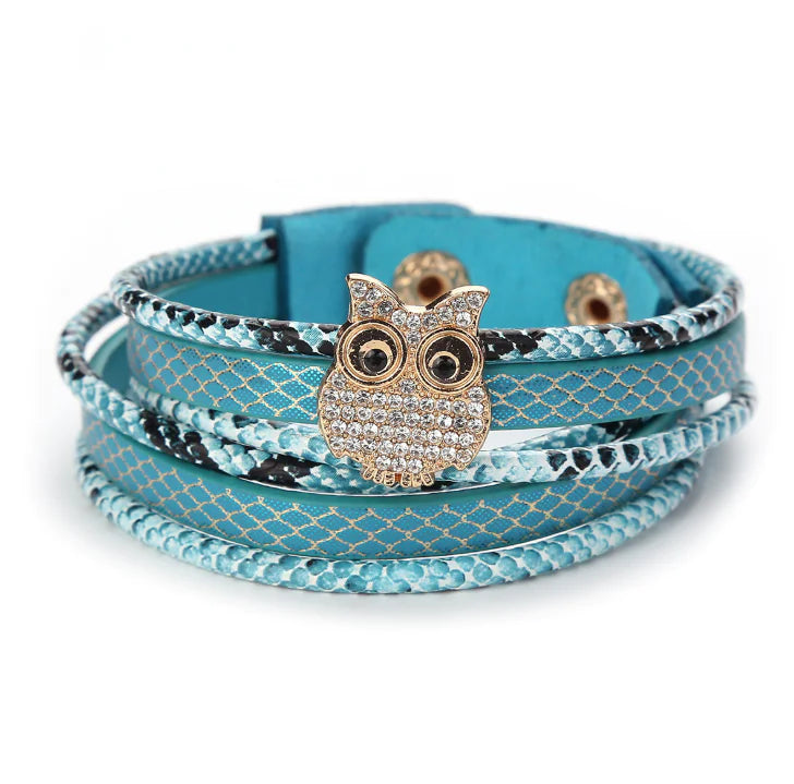 Owl Bracelet, Multicolor Snap Bracelet