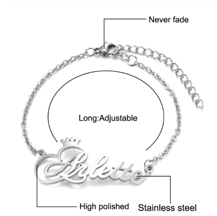 Stainless Steel Letter Bracelet, Handmade Charm Bracelet