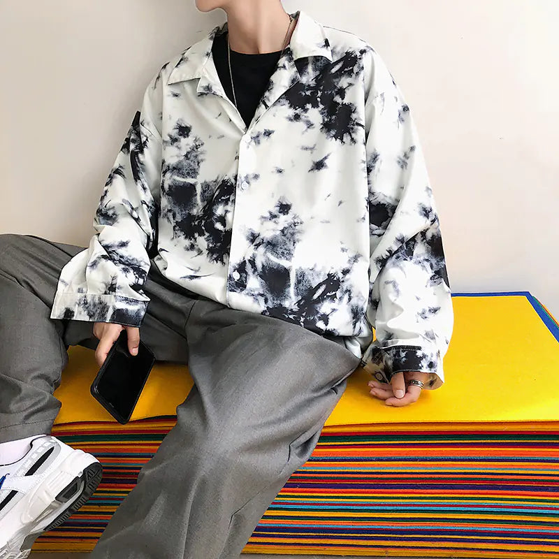 Korean Vintage Tie-Dye Loose Long Sleeve Shirt