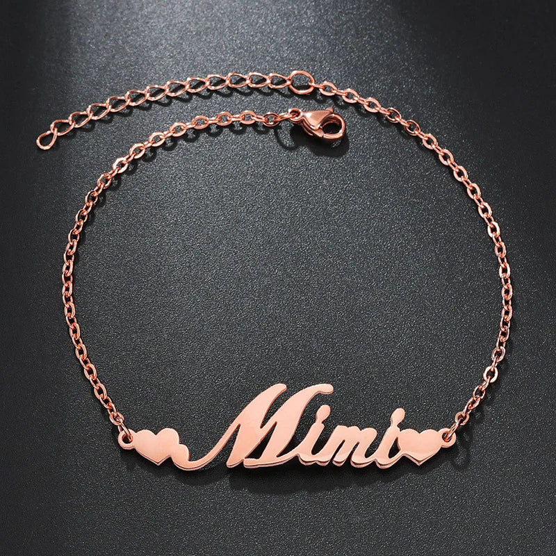 Stainless Steel Letter Bracelet, Handmade Charm Bracelet